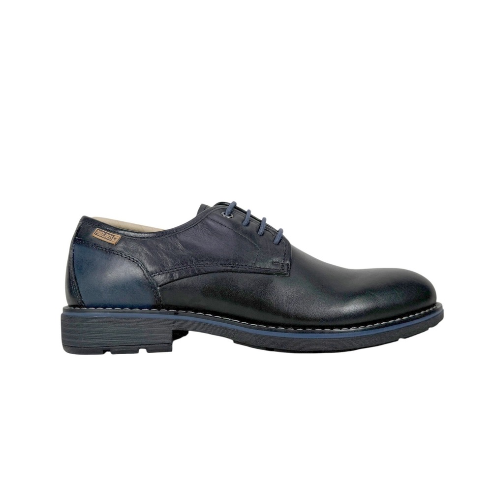 Pikolinos York Derby Shoes Mens 8 EU 41 Black Leather Blue Accents Oxford - Picture 3 of 14